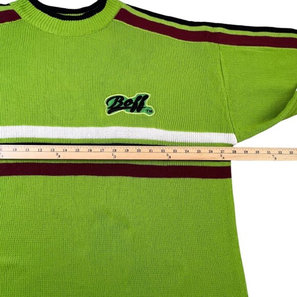 Vintage Boff Knit Sweater Mens XXL Green Streetwear Retro Hip Hop Stripe - Picture 9 of 10